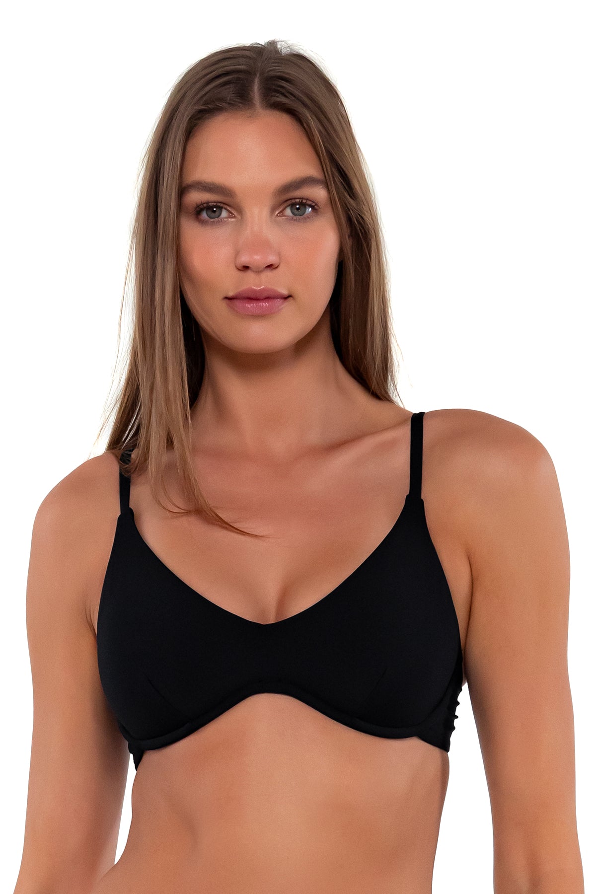 Sunsets Black Brooke U-Wire Cup Sizes Bikini Top