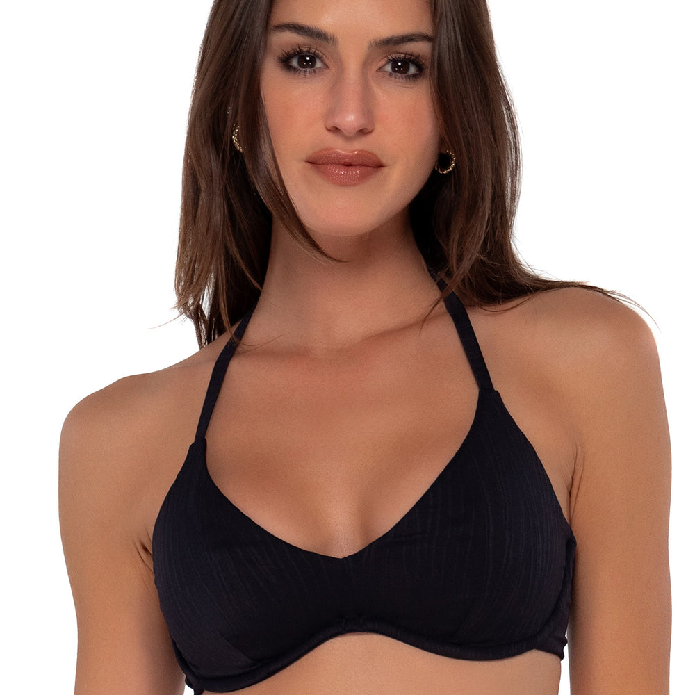 Sunsets Black Seagrass Texture Brooke U-Wire Cup Sizes Bikini Top