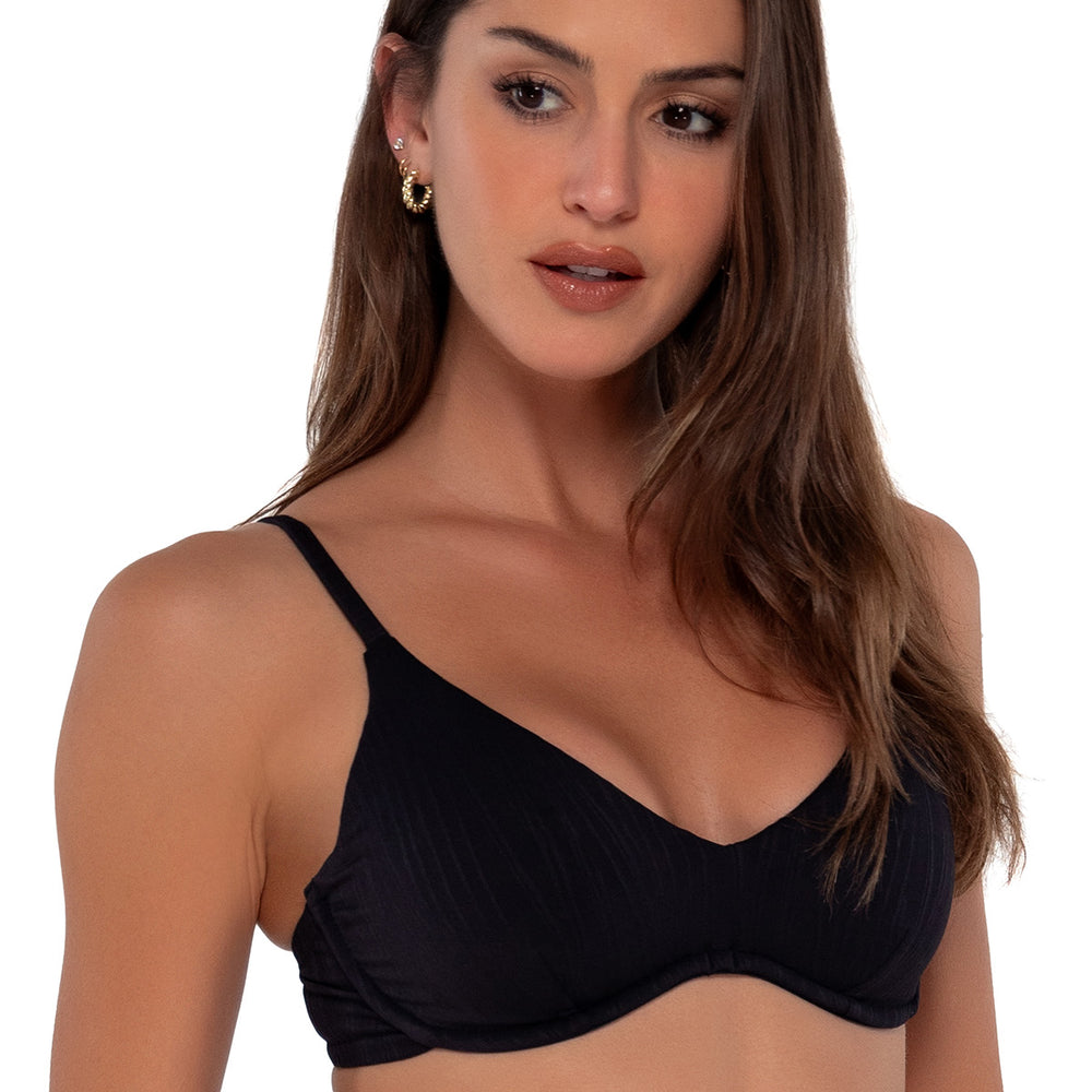 
                      
                        Sunsets Black Seagrass Texture Brooke U-Wire Cup Sizes Bikini Top
                      
                    