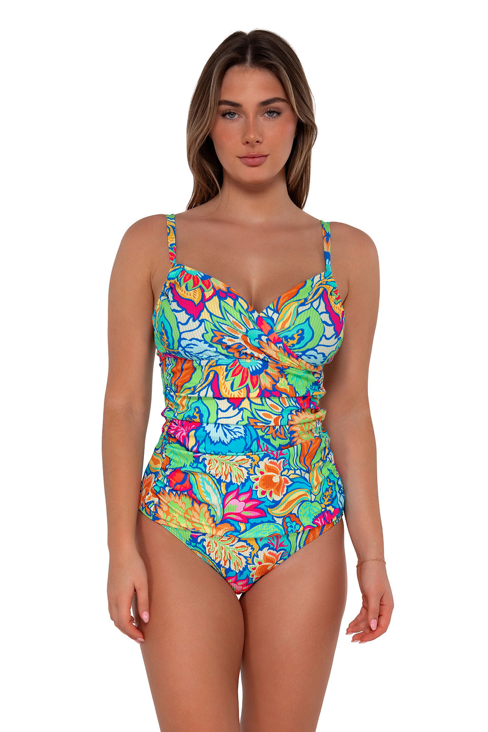 Sunsets Fiji Sandbar Rib Serena Tankini Top Cup Sizes E to H