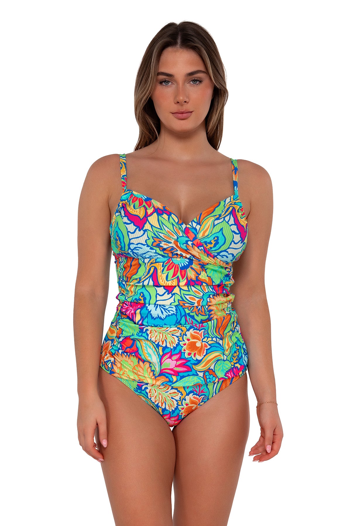 Sunsets Fiji Sandbar Rib Serena Tankini Top Cup Sizes E to H