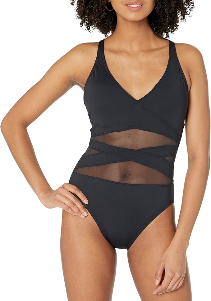Bleu Rod Beattie Don't Mesh with Me X Back One-Piece Mio Black