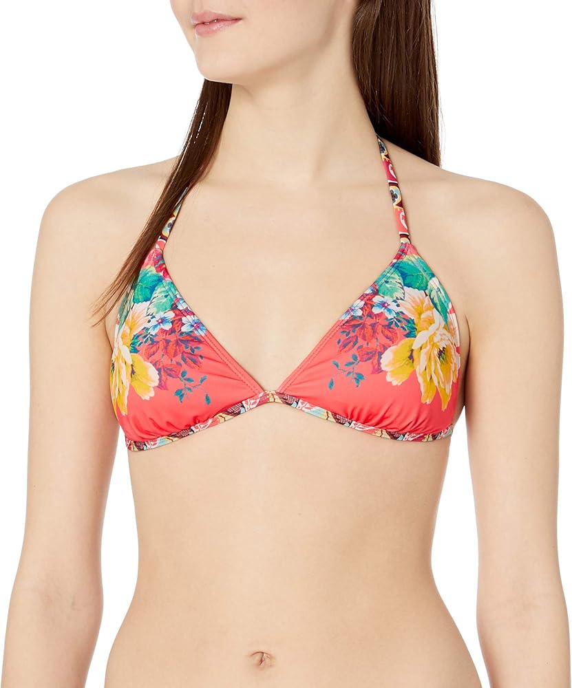 Hobie Swim Petal Pusher Triangle Bra Hot Coral Bikini Top