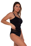 Sunsets Black Seagrass Texture Taylor Tankini Top Cup Sizes E to H