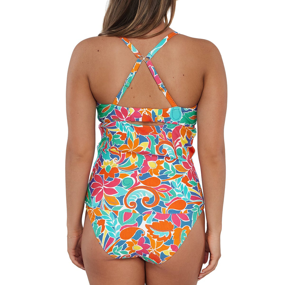 Sunsets Festive Floral Sandbar Rib Zuri V-Wire Tankini Top