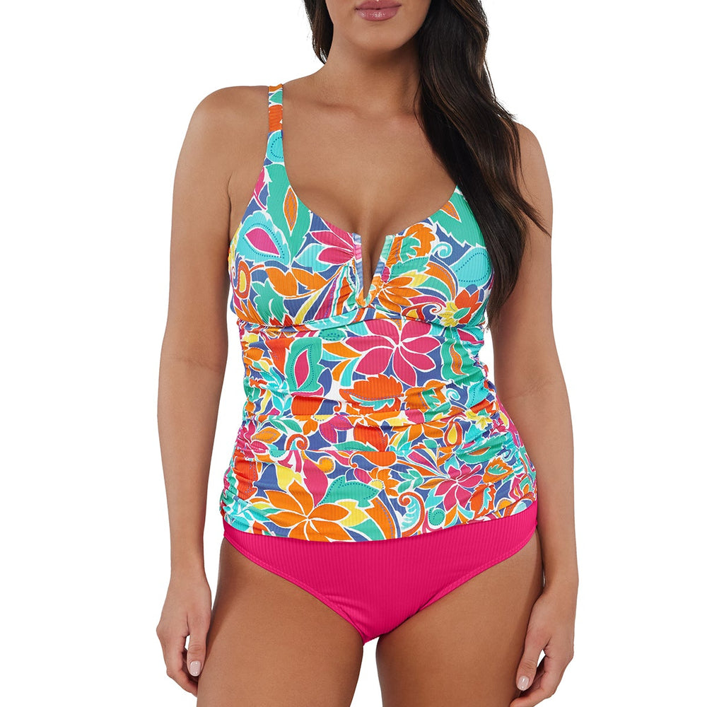 
                      
                        Sunsets Festive Floral Sandbar Rib Zuri V-Wire Tankini Top
                      
                    