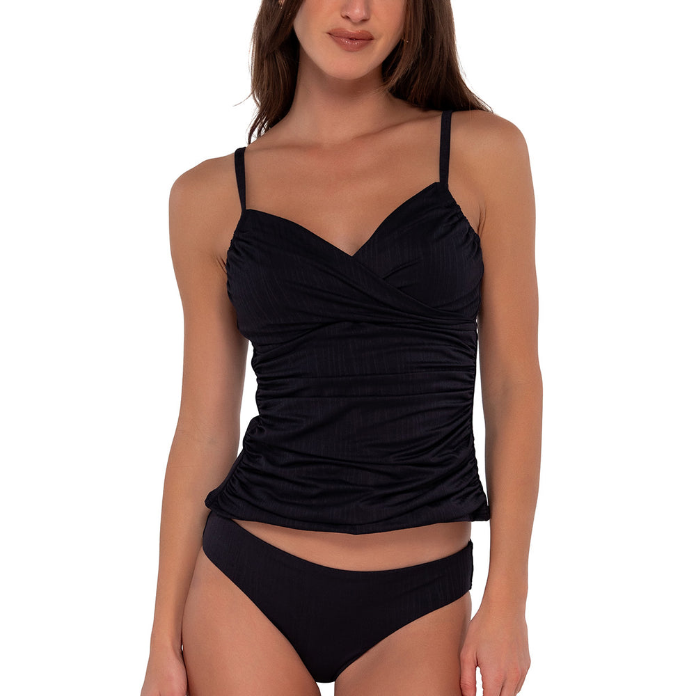 Sunsets Black Seagrass Texture Simone Tankini Top