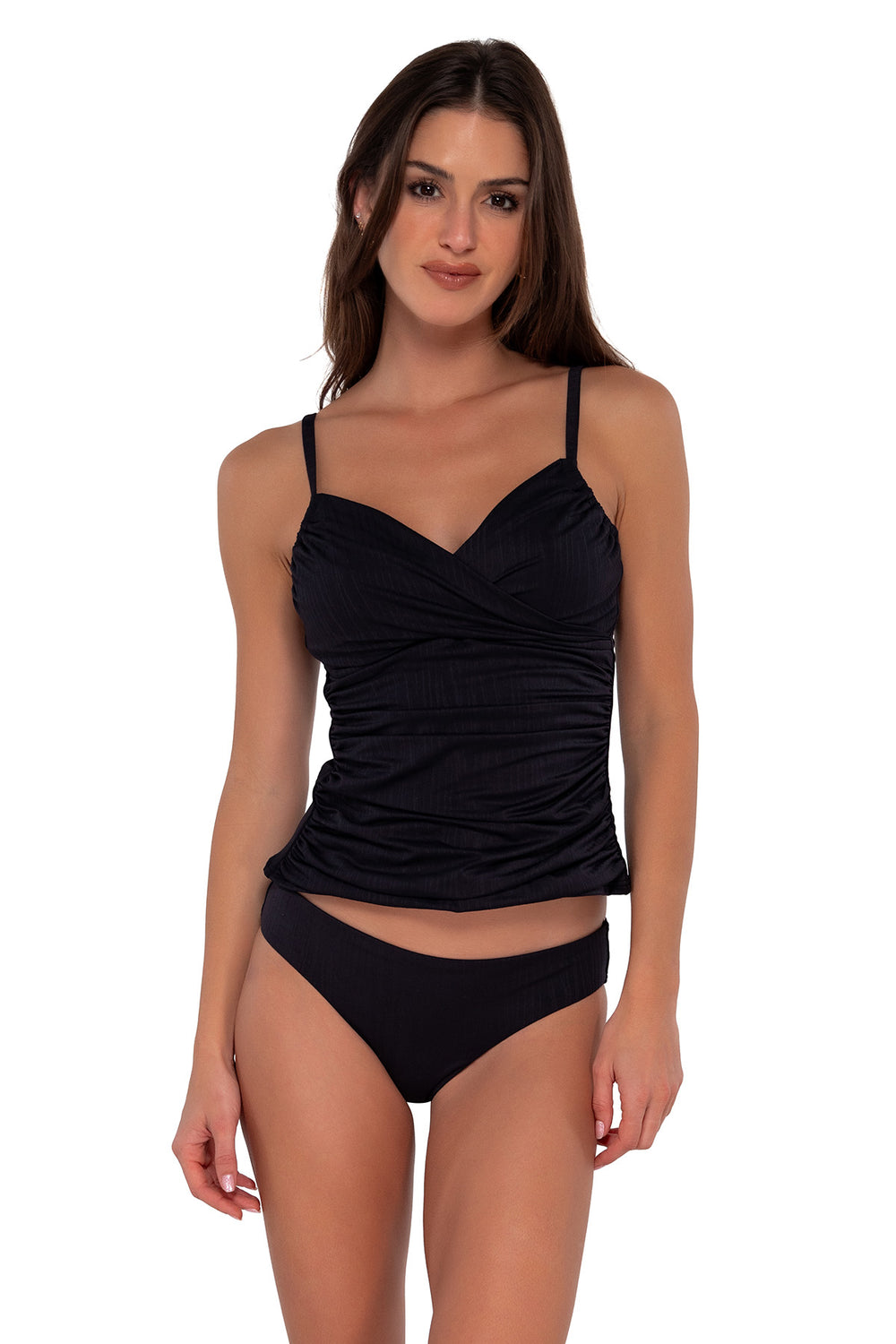 Sunsets Black Seagrass Texture Simone Tankini Top