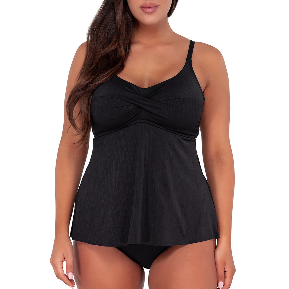 Sunsets Escape Black Seagrass Texture Tori Tankini Top