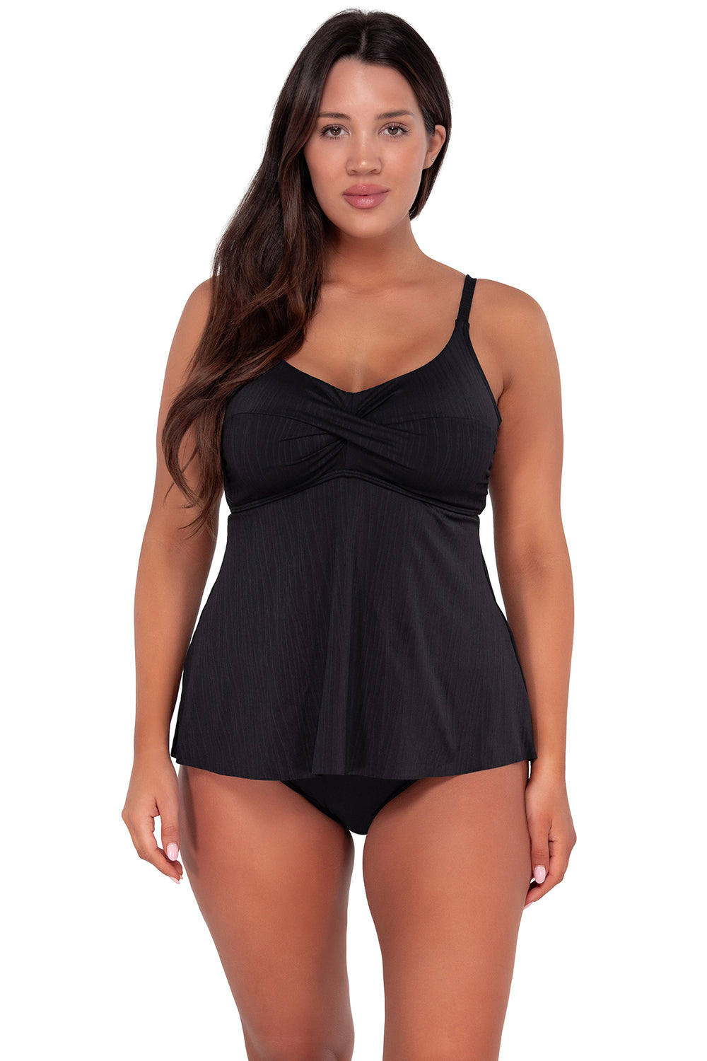 Sunsets Escape Black Seagrass Texture Tori Tankini Top