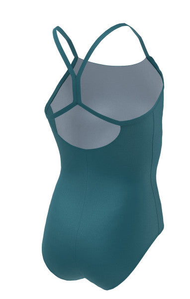 Nike Swim Girls' Racerback Cut-Out Tank One Piece Bright Spruce