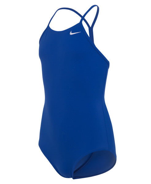 Nike Swim Girls' Racerback Cut-Out Tank One Piece Game Royal