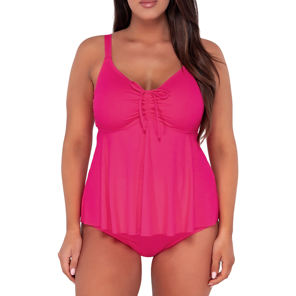 Sunsets Escape Begonia Sandbar Rib Marin Tankini Top