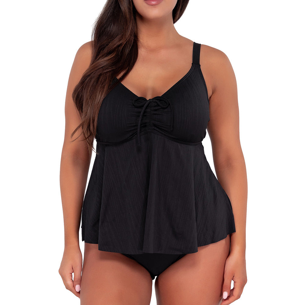 Sunsets Escape Black Seagrass Texture Marin Tankini Top