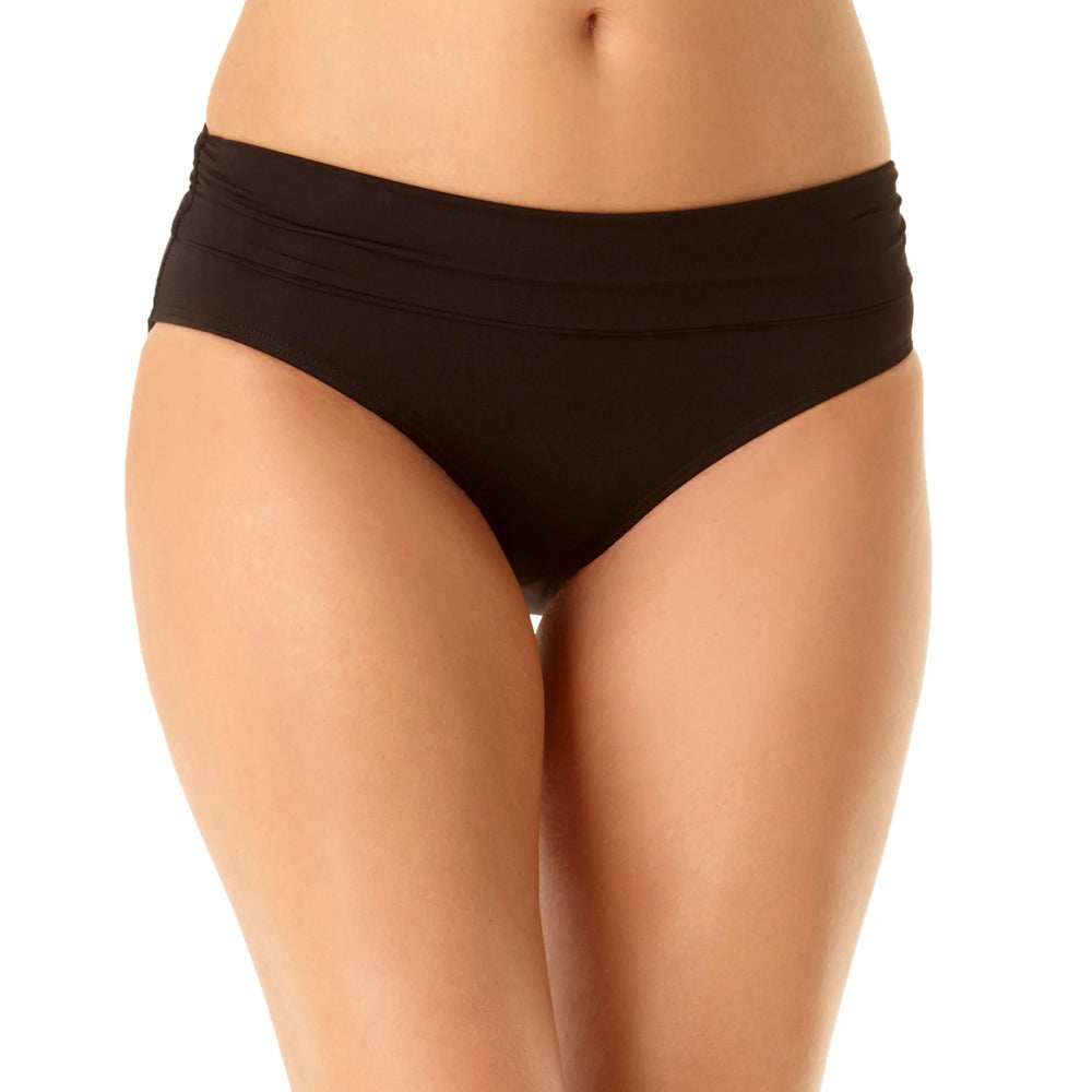 Anne Cole Live In Color Black Convertible High Waist Shirred Bikini Bottom