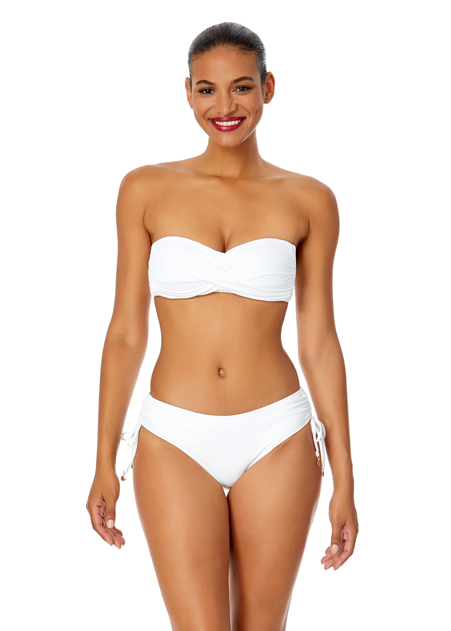 Anne Cole Live in Color Twist Bandeau Bikini Top White