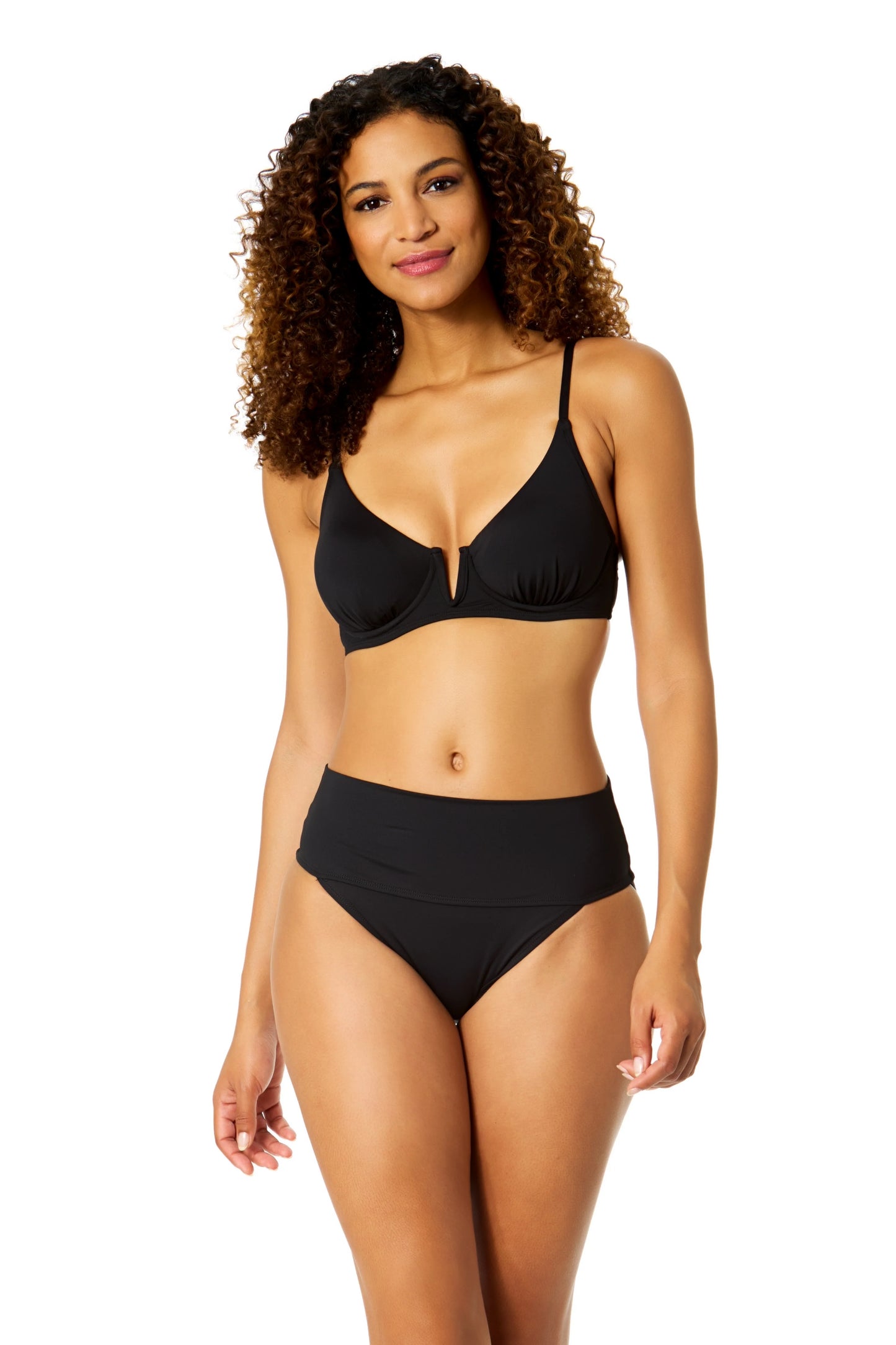 Anne Cole Live in Color Black V Wire Underwire Bikini Top