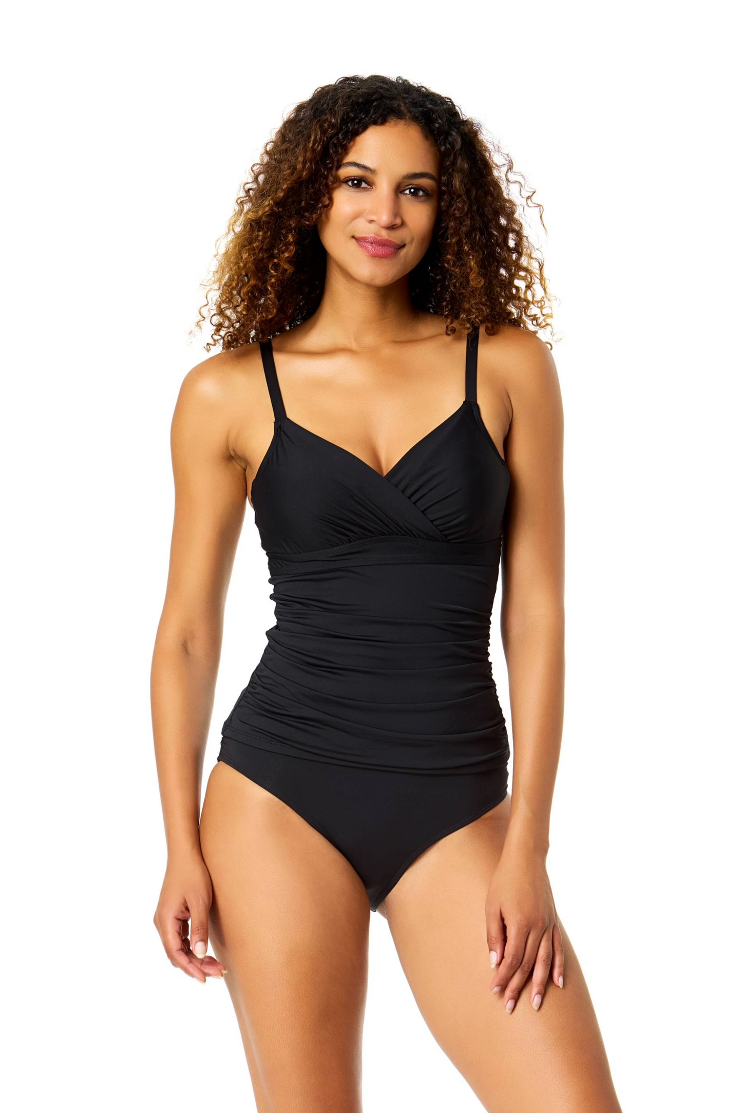 Anne Cole Live In Color Black Twist Front Underwire Tankini Swim Top