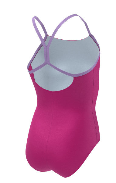 Nike Swim Girls' Racerback Cut-Out Tank One Piece Pink Prime