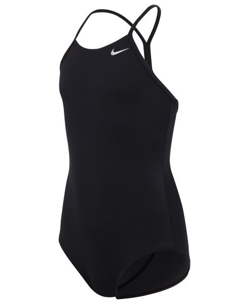 Nike Swim Girls' Racerback Cut-Out Tank One Piece Black