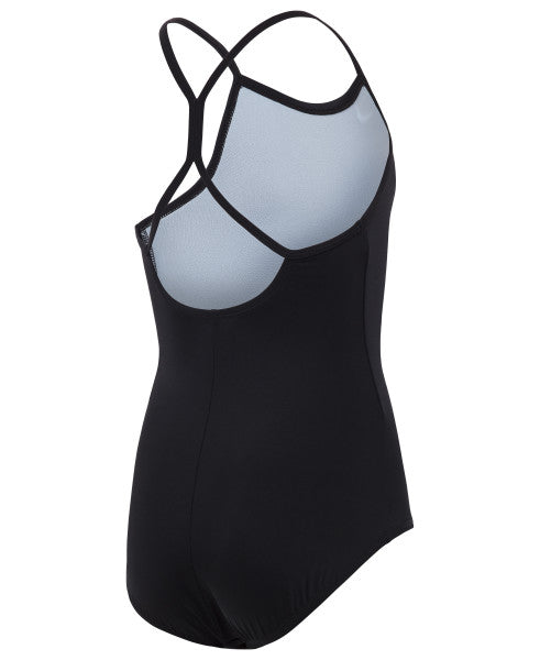 Nike Swim Girls' Racerback Cut-Out Tank One Piece Black