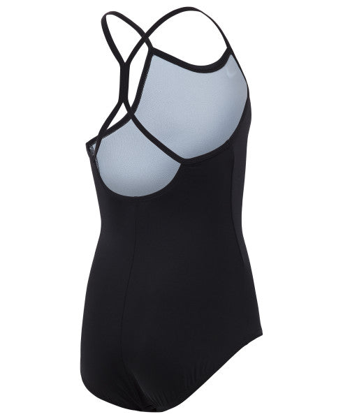 Nike Swim Girls' Polyester Cut-Out Tank One Piece Black