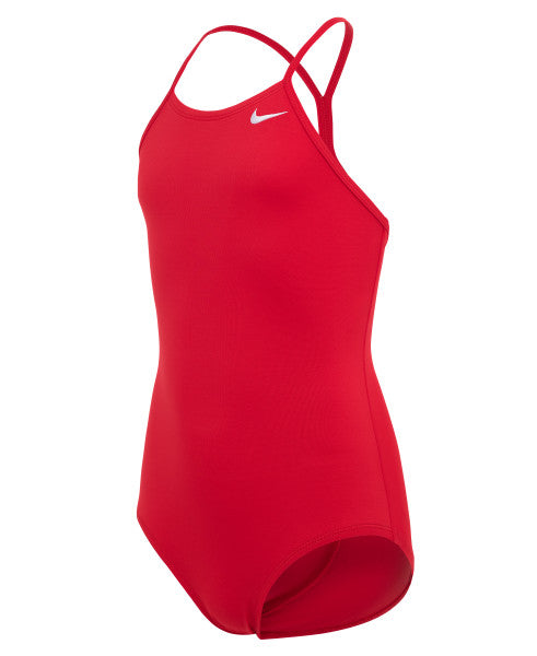 Nike Swim Girls' Polyester Cut-Out Tank One Piece University Red