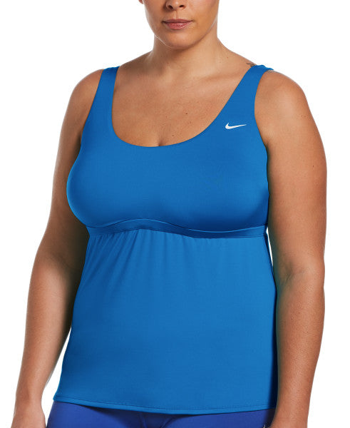 Nike Swim Women's Plus Size Essential Scoop Neck Tankini Top Pacific Blue