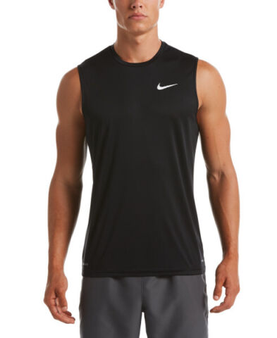 Nike Swim Men's Sleeveless Hydroguard Swim Shirt Black –