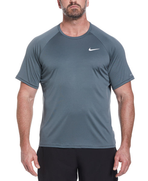 Nike Swim Men's Plus Size Solid Short-Sleeve Hydroguard Extended Iron Grey