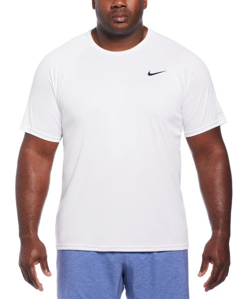 Nike Swim Men's Plus Size Solid Short-Sleeve Hydroguard Extended White