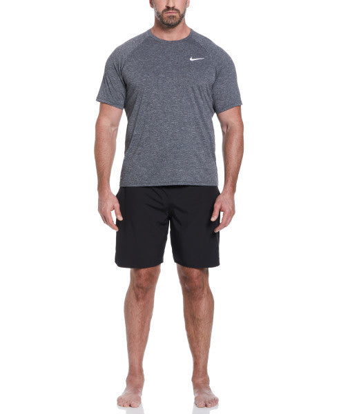 Nike Swim Men's Plus Size Heather Short-Sleeve Hydroguard Extended Black