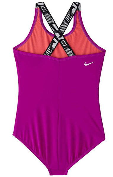 Nike Swim Girls' JDI Crossback One Piece Vivid Purple