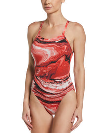  Nike Swim Women's Hydrastrong Crystal Wave Racerback One Piece University Red