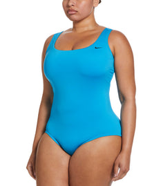  Nike Swim Women's Plus Size Essential U-Back One Piece Blue Lightning