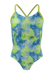 Nike Swim Girls' Rainbow Cloud Dye Crossback One Piece Atomic Green