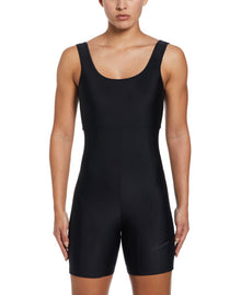  Nike Swim Women's Solid Fusion Legsuit Full Body One Piece Leotard Black