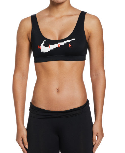 Nike Swim Women's Multi Logo Scoop Neck Bikini Top Black