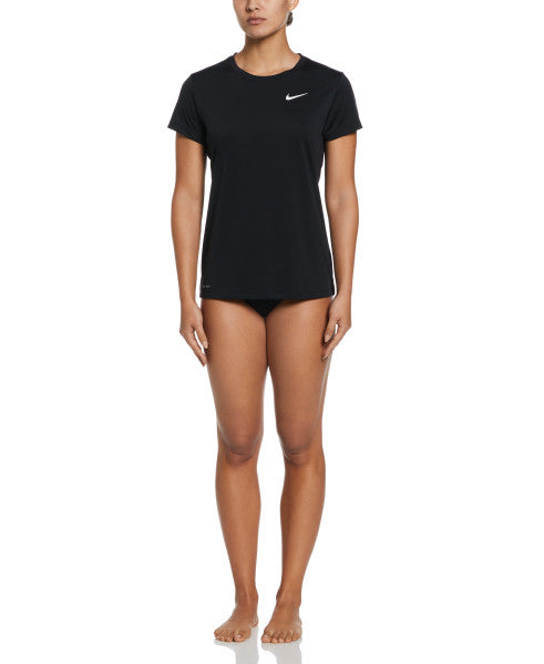 Nike Swim Women's Essential Short Sleeve Loose Fit Hydroguard Black