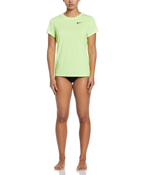 Nike Swim Women's Essential Short Sleeve Loose Fit Hydroguard Volt Glow