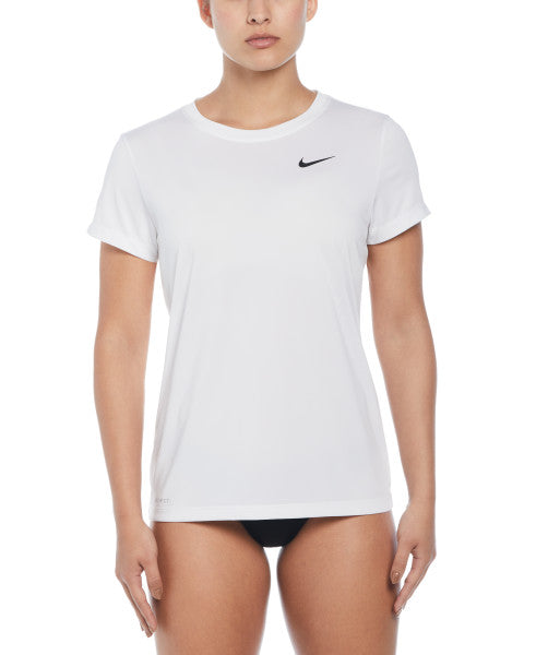 Nike Swim Women's Essential Short-Sleeve Loose Fit Hydroguard White