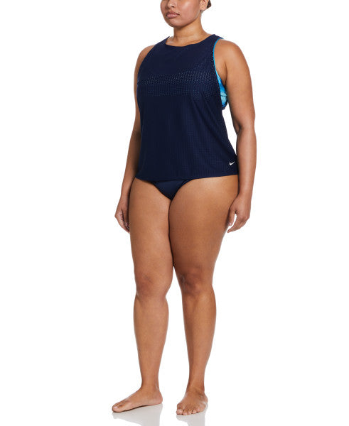 
                      
                        Nike Swim Women's Plus Size Horizon Stripe Convertible Layered Tankini Midnight Navy
                      
                    