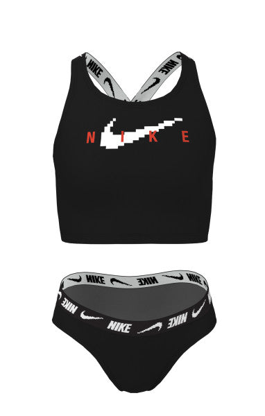 Nike Swim Girls' Cross-Back Midkini Set Black