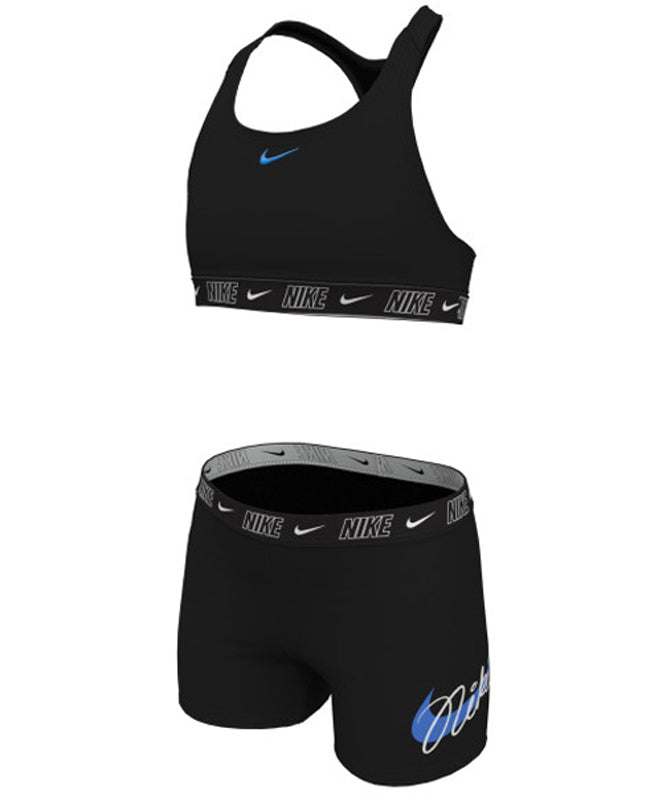 Nike Swim Girls' Racerback Bikini & Short Set Black