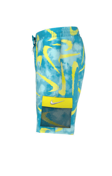 Nike Swim Boys' Tie Dye Swoosh 7" Volley Shorts Blue Lightning
