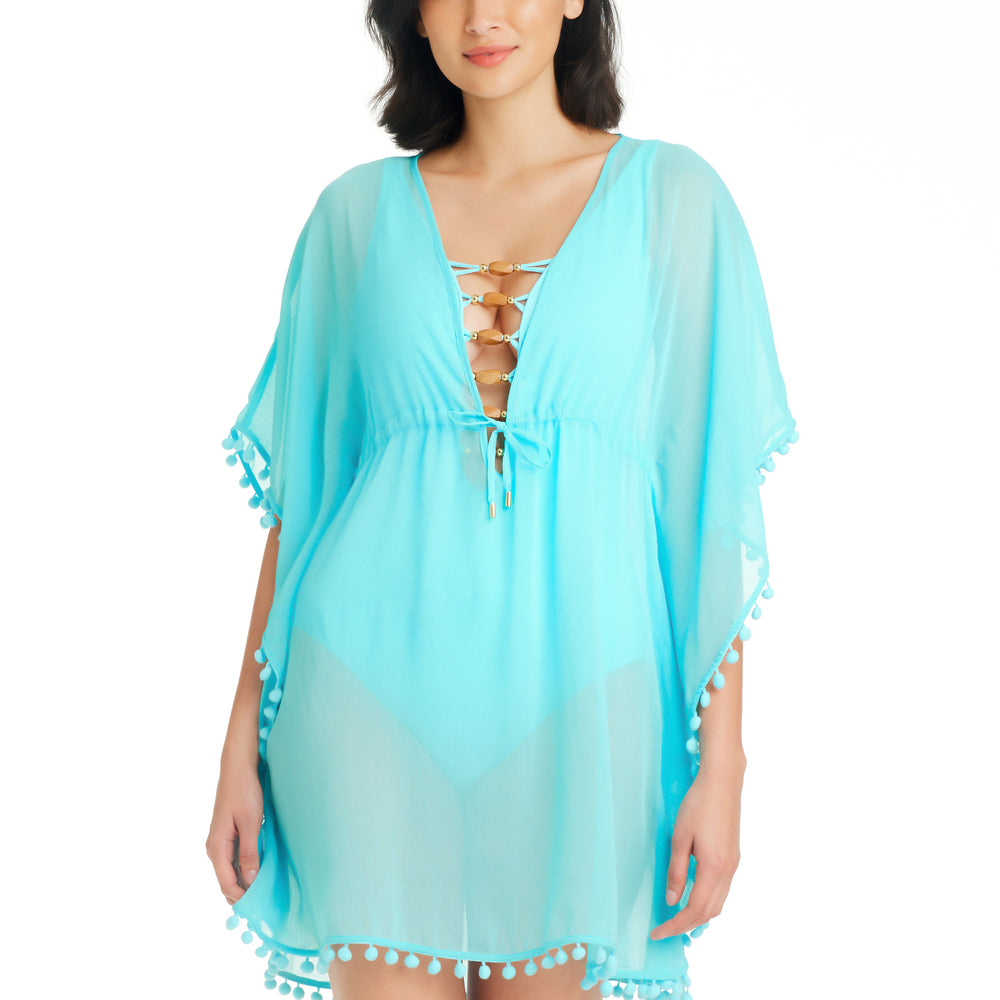 Bleu Rod Beattie Gypset Caftan Cover Up Light Aqua