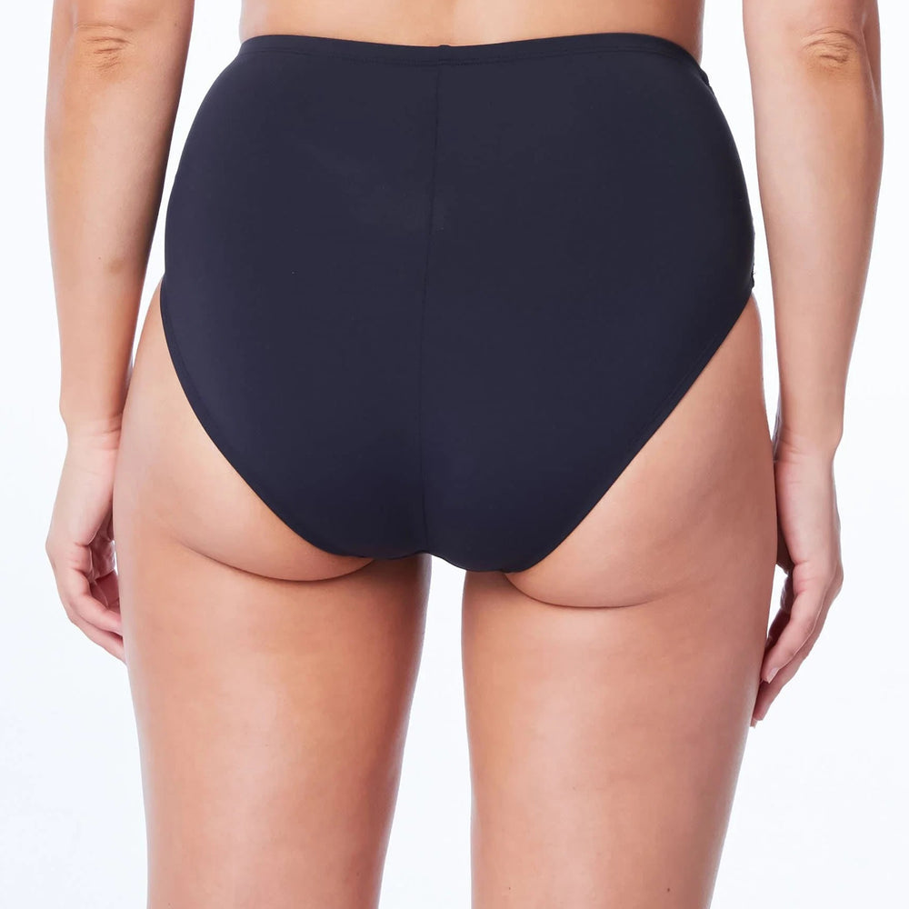 Bleu Rod Beattie Kore Shirred Fold Over High Waist Bikini Bottom Black