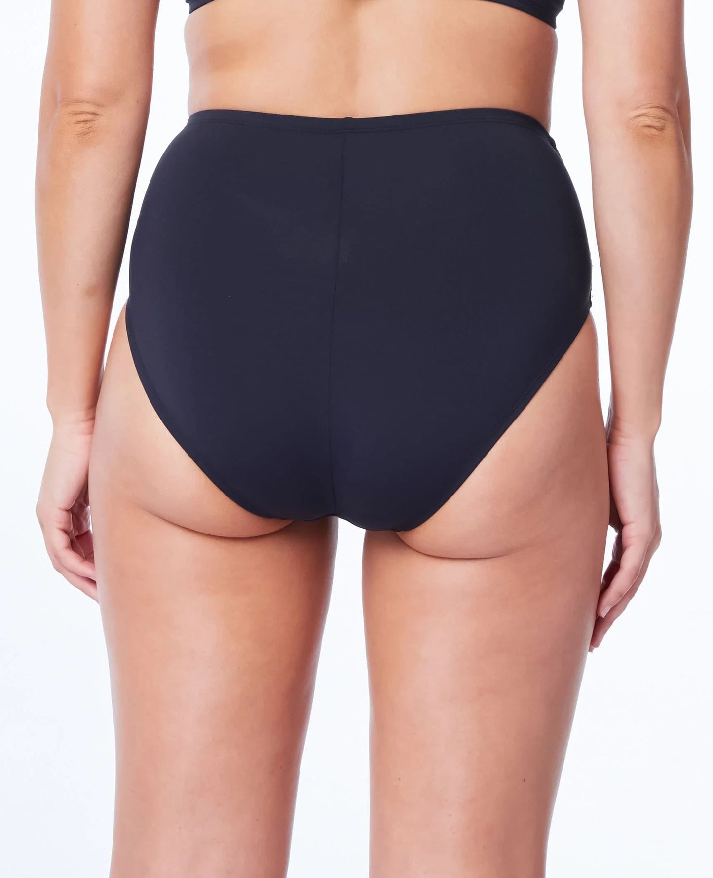 Bleu Rod Beattie Kore Shirred Fold Over High Waist Bikini Bottom Black