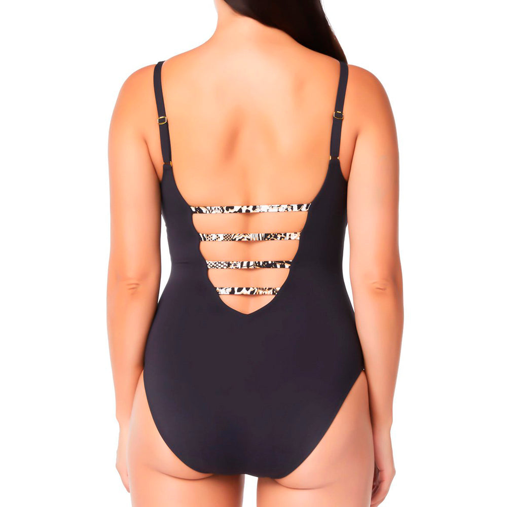 Bleu Rod Beattie Black Front Lace Down One Piece