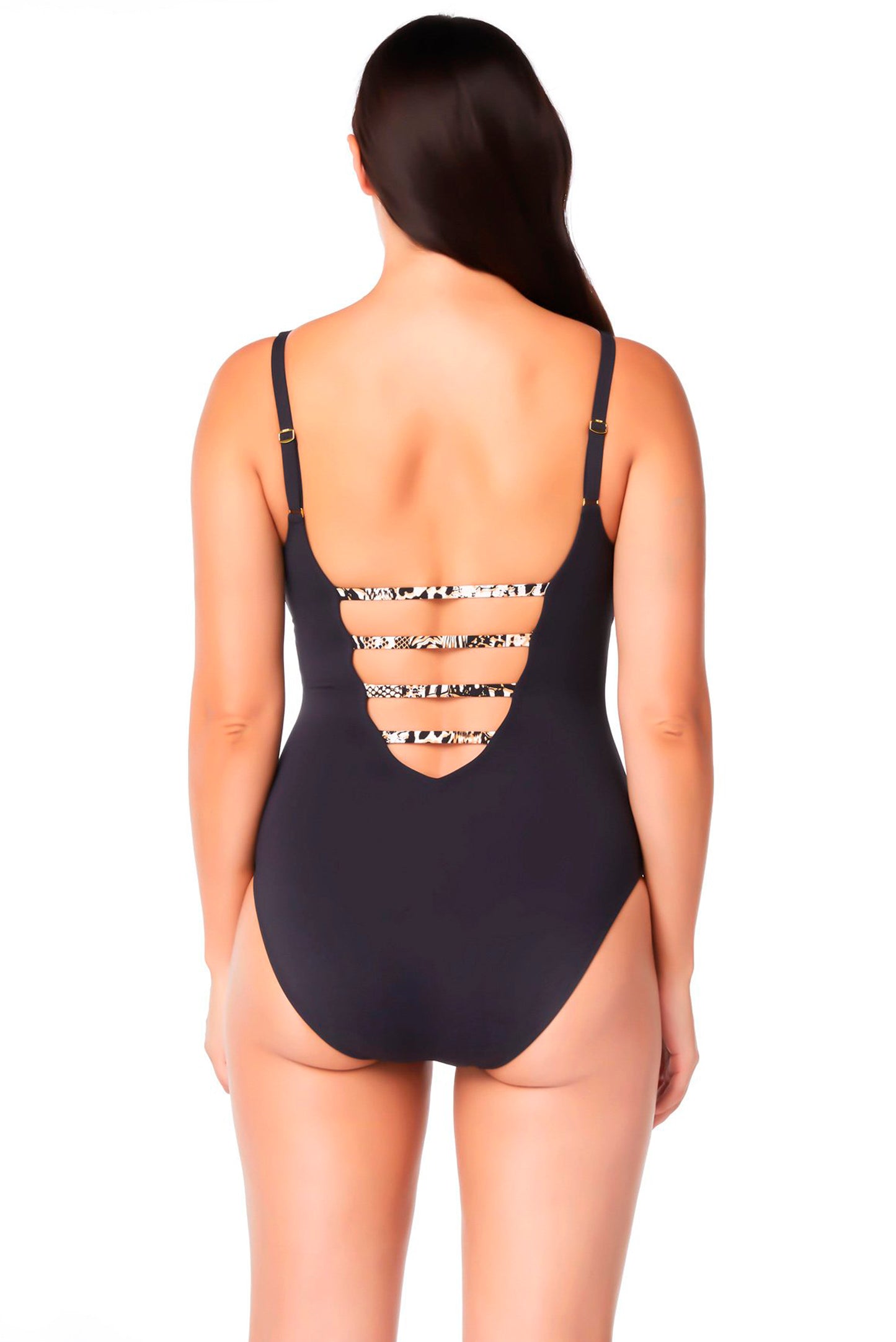 Bleu Rod Beattie Black Front Lace Down One Piece